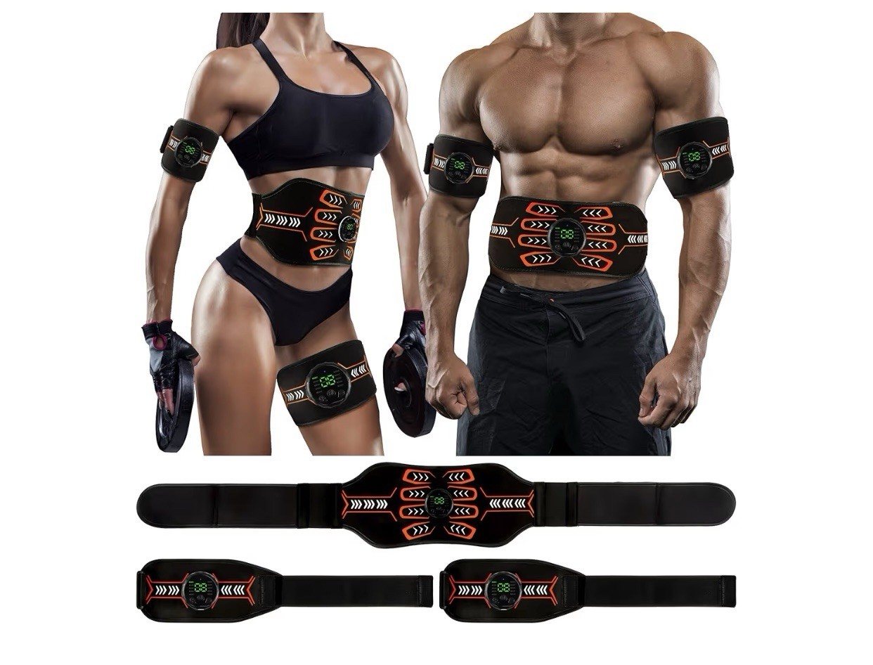 Adjustable Compression Support Belt Set Neoprene Black Orange for Abs Arms Legs