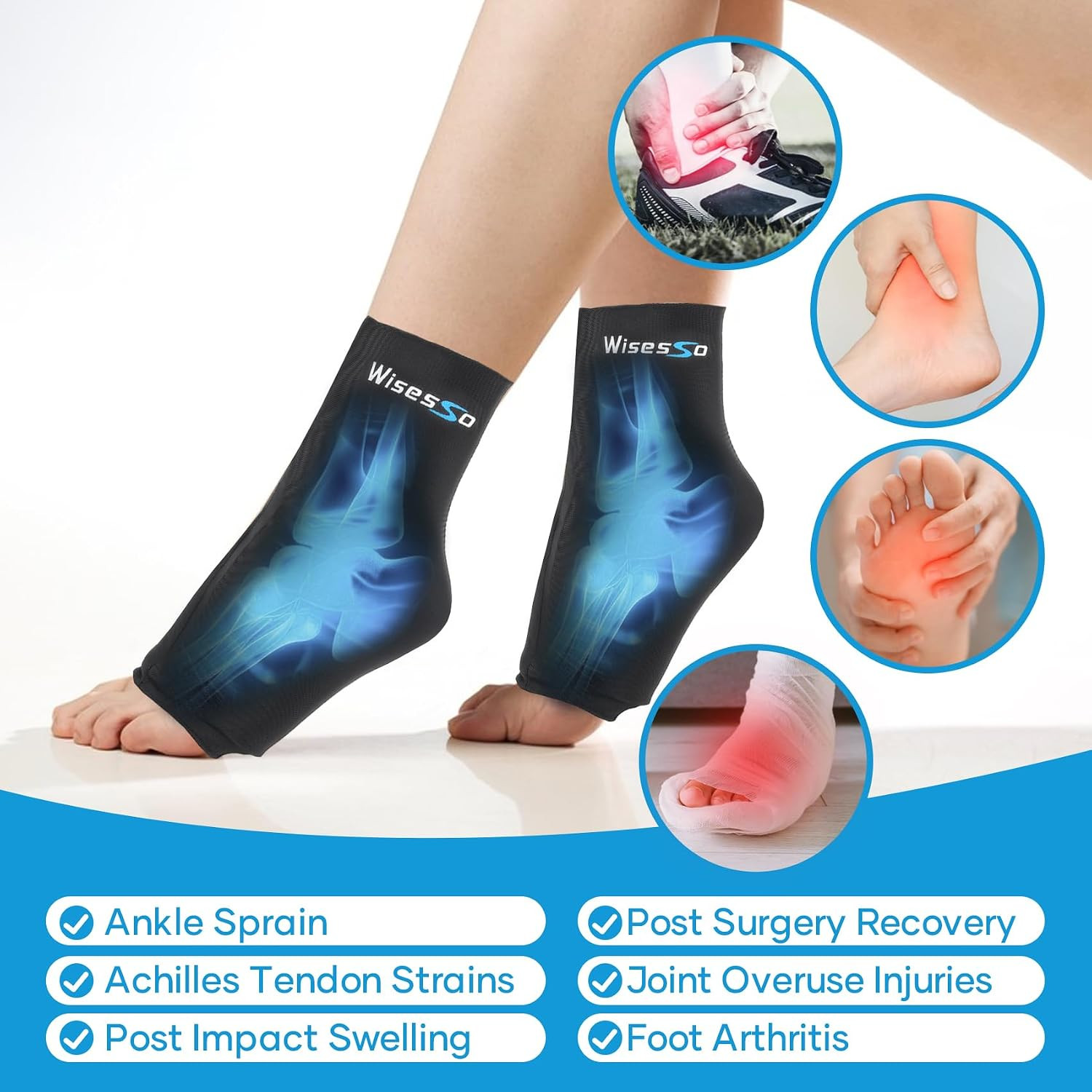 Ankle Ice Pack Wrap, Achilles Tendonitis Brace for Hot & Cold Compress, Resuable