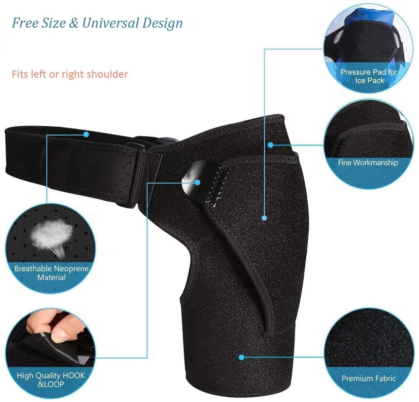 Adjustable Shoulder Support Brace Pressure Pad Torn Rotator Cuff Pain Relief