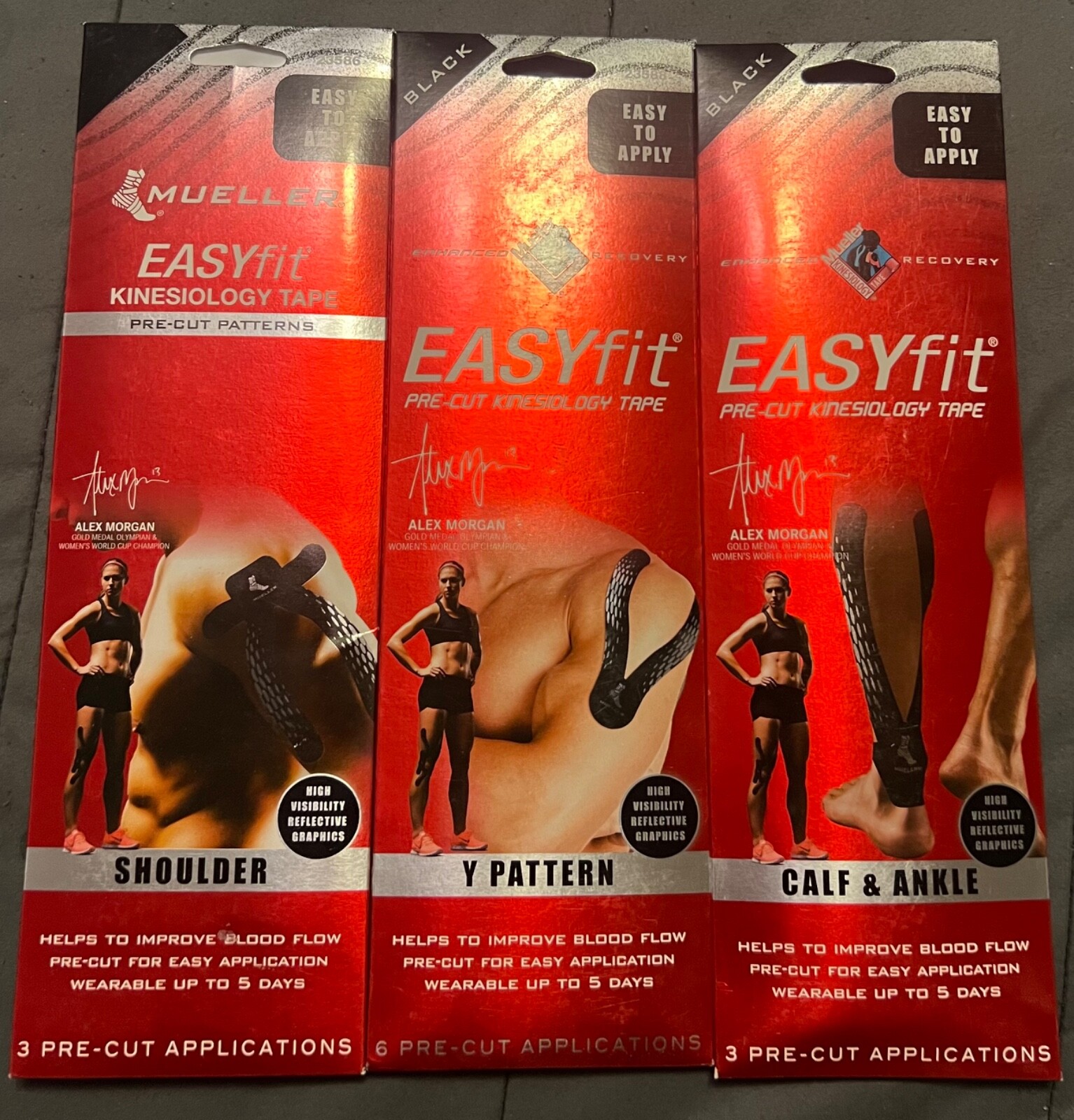 MUELLER KINESIOLOGY PRE CUT TAPE CALF & ANKLE Y PATTERN SHOULD LOT