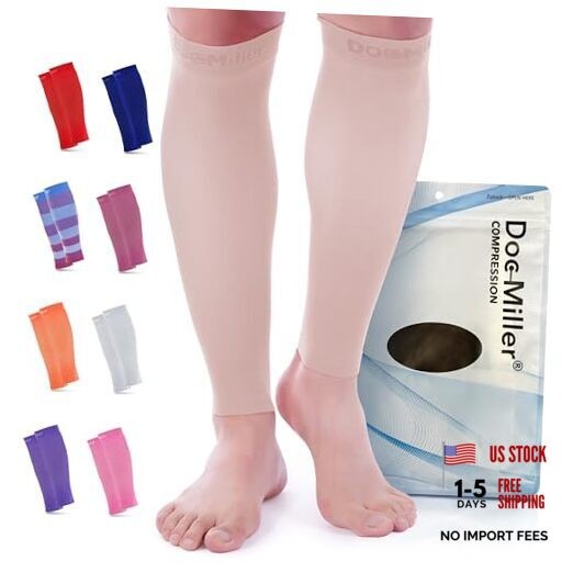 Compression Calf Sleeve for Men & Women – 20-30mmHg Medium REGULAR Skin/Nude