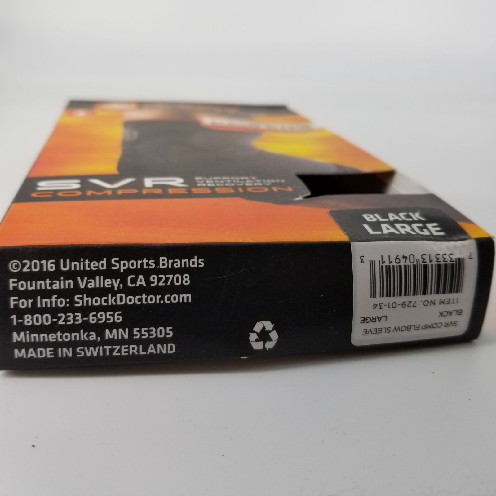 Shock Dr Elbow SVR Support Compression Sleeve L 10.25″ – 11.25″ Black Swiss NEW