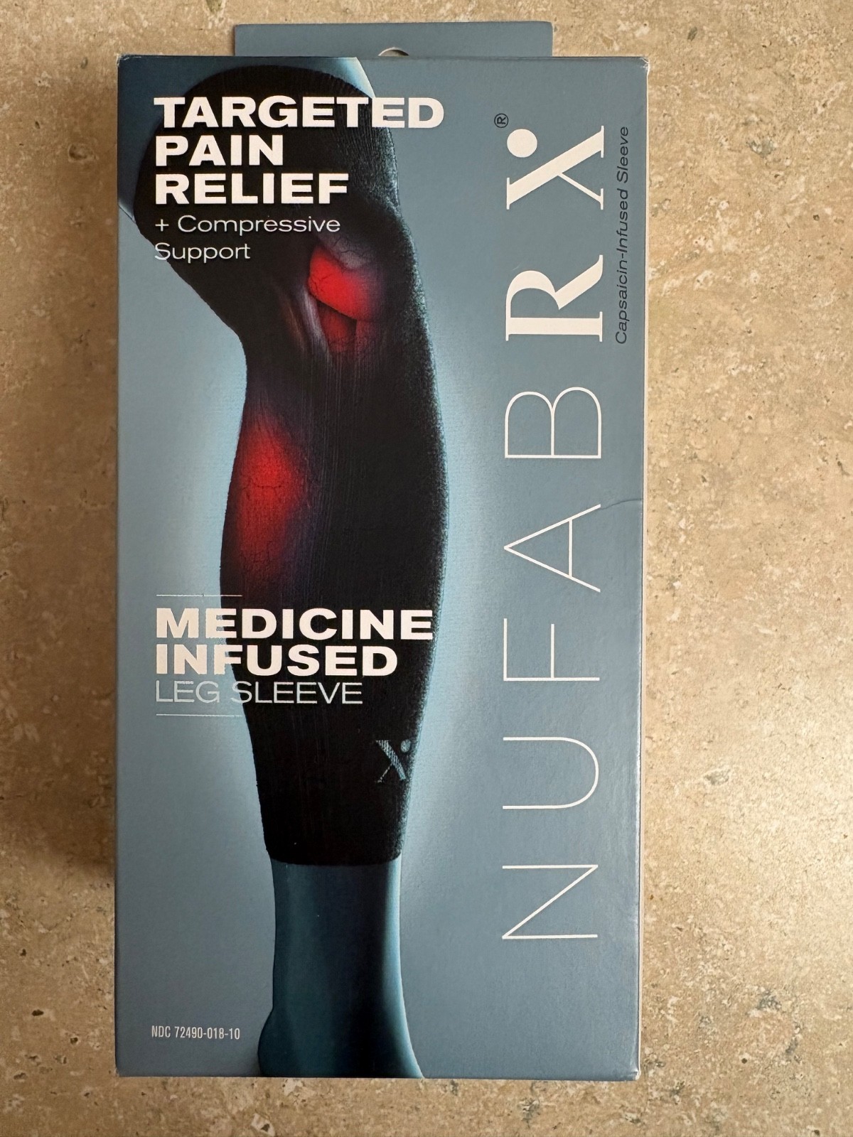 Nufabrx Medicine Infused Leg Compression Sleeve Pain Relief Support Size L Black