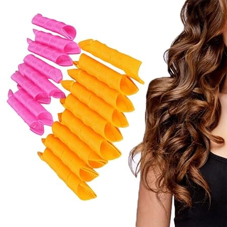 18Pcs Magic Hair Curlers, Portable for Home Travel (Orange)