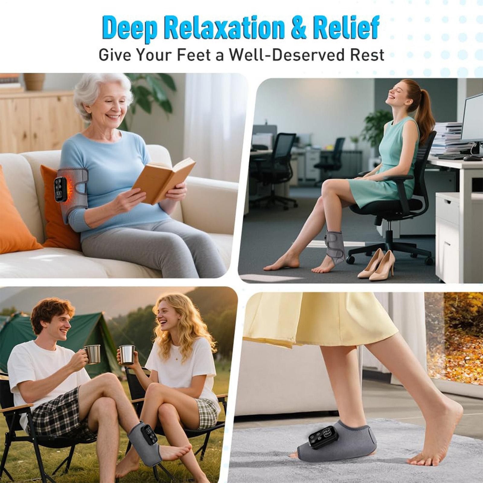 Electric Heated Foot Massager Cordless Brace Wrap With Vibration Ankle Massager