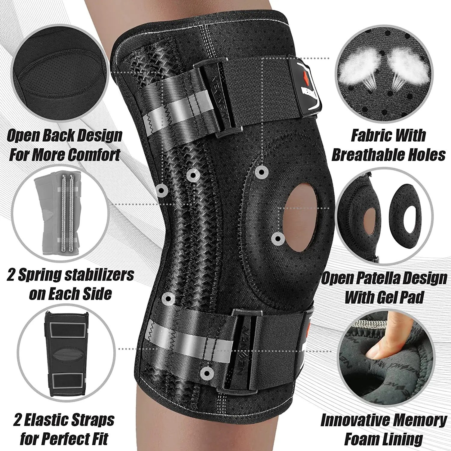 knee brace for knee pain knee support with side stabilizers.