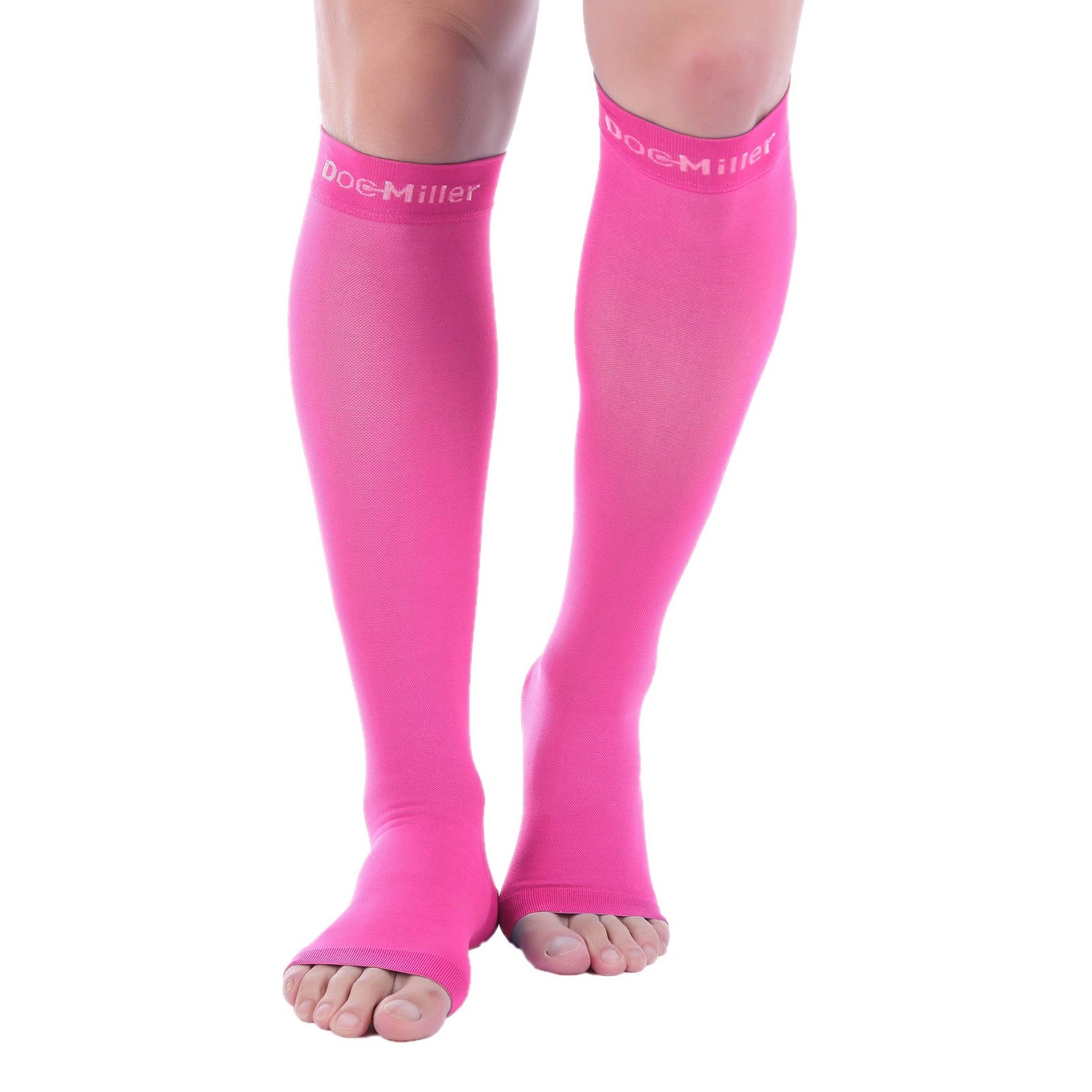 Open Toe Socks Doc Miller Compression 20-30 mmHg Recovery Varicose Veins PINK