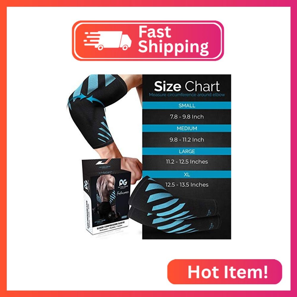 Physix Gear Workout Elbow Sleeves – Elbow Sleeves Compression for Weightlifting,