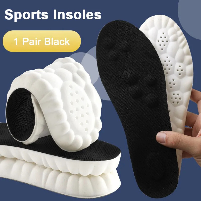 4D Latex Sports Shoes Insoles Super Soft High Elasticity Shoe Pads Anti-pain Deo
