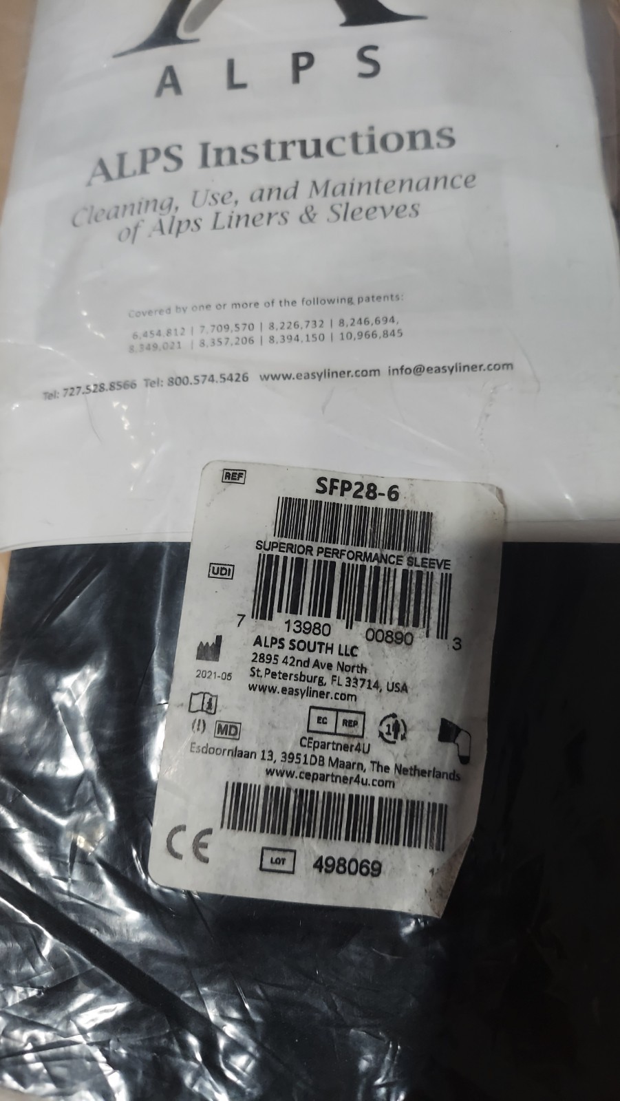 Alps Superior Performance Prosthetic Liner. SFP28-6 Gel 6mm Thickness 15″ Long