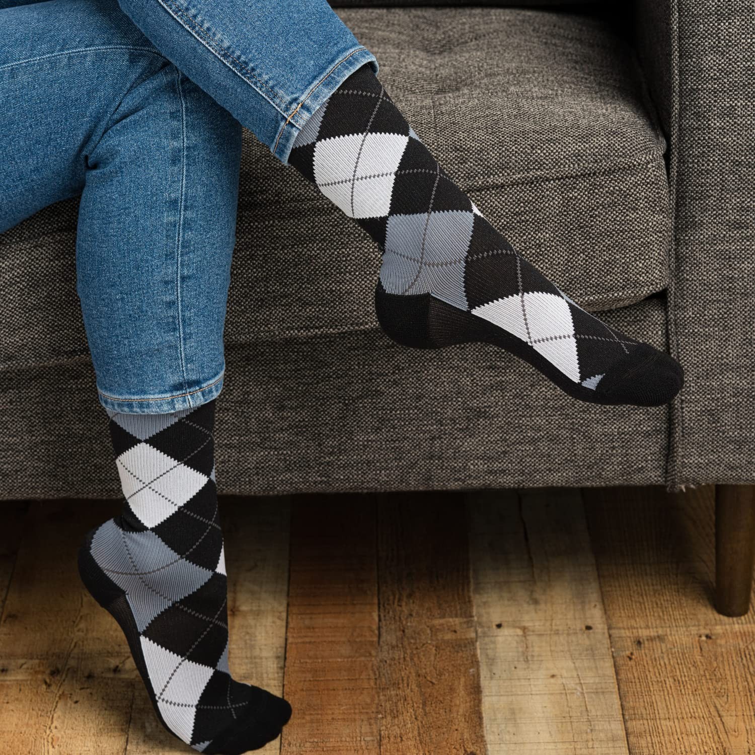 Mens Womens Knee High 1520 mmHg Graduated Compression Argyle Socks Garment