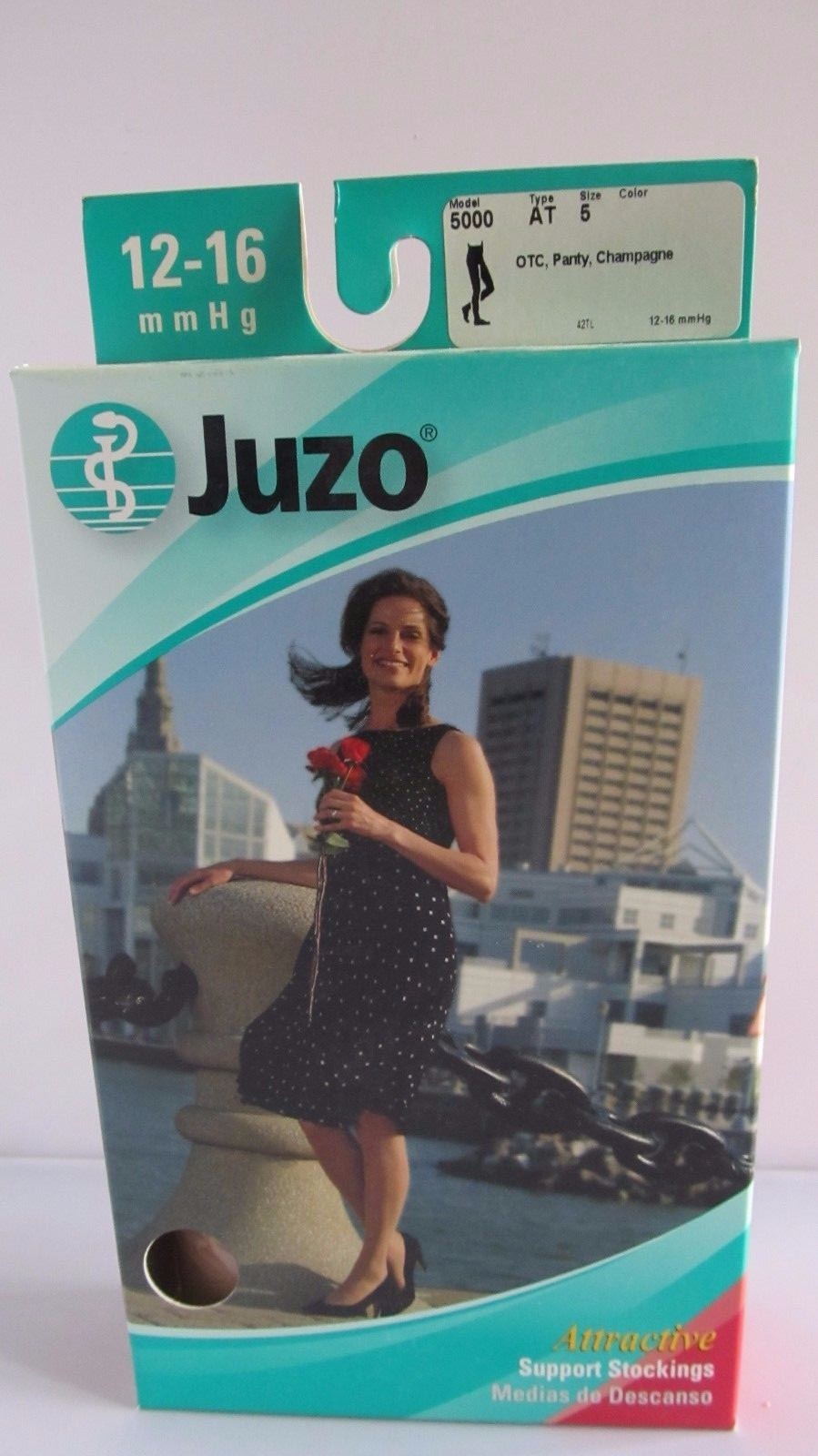 Juzo Support Stocking OTC Panty 12-16 mmHg Mo:5000 Type:AT Sz: 5 Color Champagne