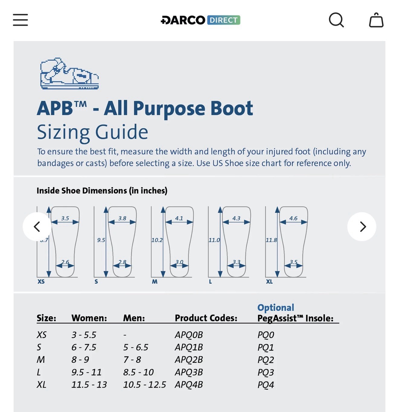 DARCO APB All Purpose Boot Medium Adjustable Black Off-Loading Diabetic Surgery