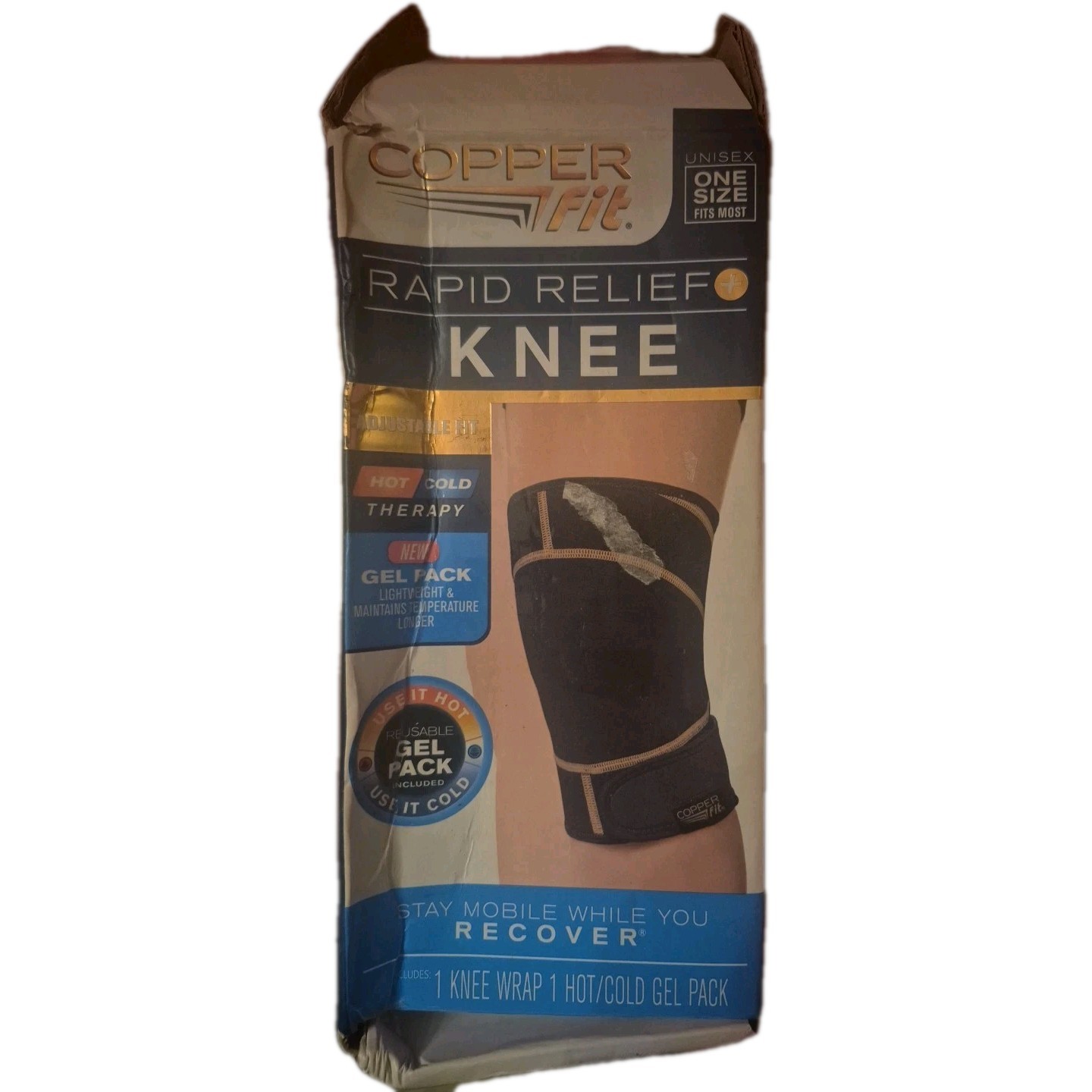Copper Fit Rapid Relief Knee Hot Cold Therapy Adjustable Wrap Damaged Box