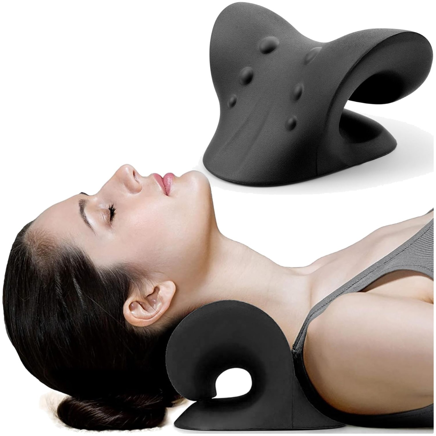 Ergonomic Neck and Shoulder Relaxer – Memory Foam Cervical Traction Device