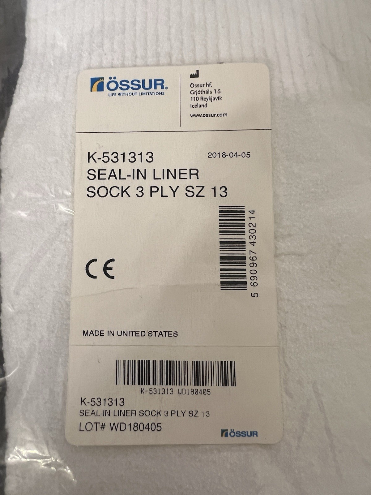 Ossur Iceross Seal-in Liner Sock 3 Ply – Size 13 / K-531313