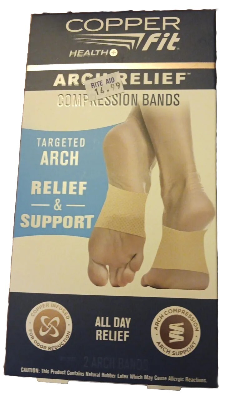 Copper Fit Copper Infused Arch Relief COMPRESSION BANDS One Size Unisex BNIB