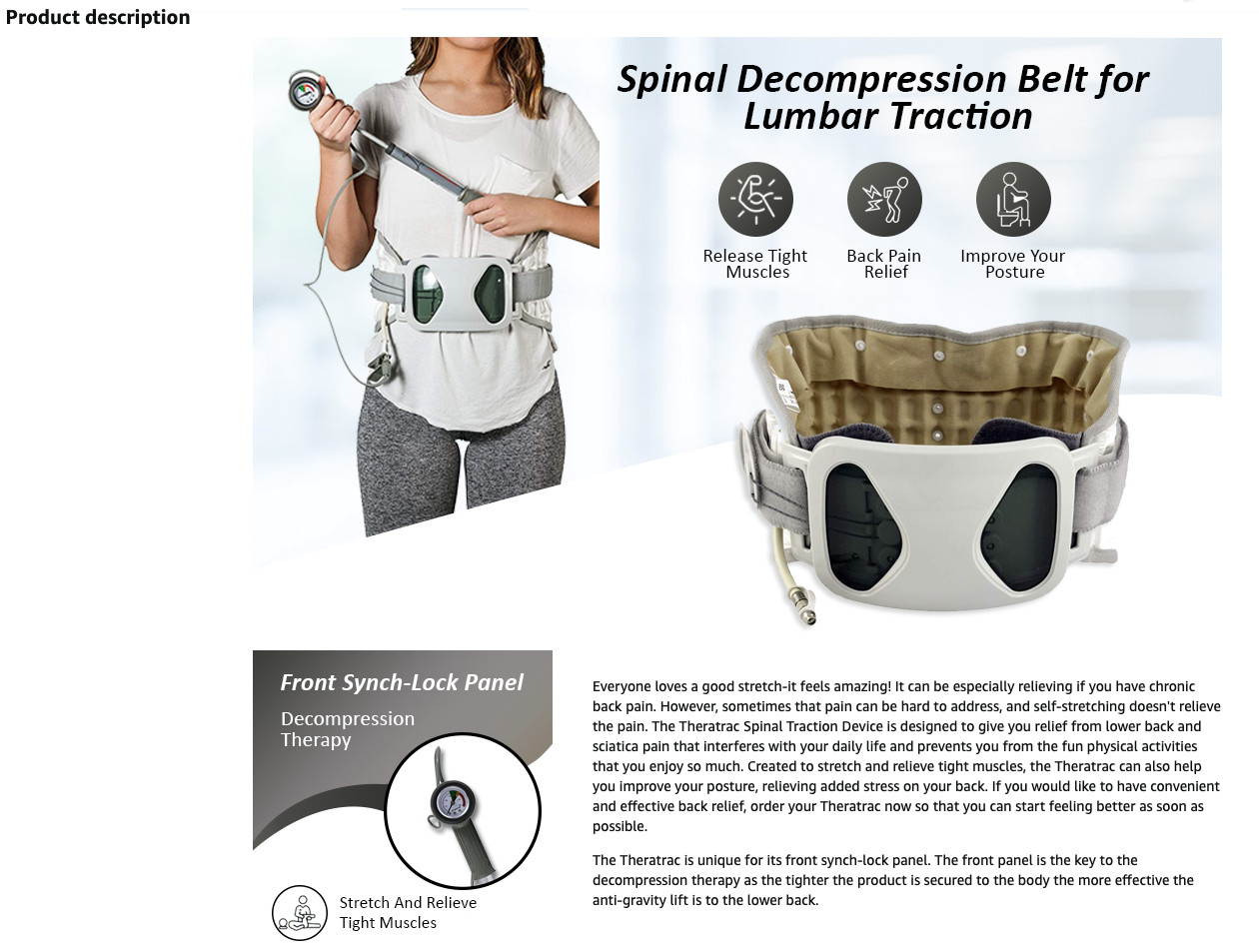 Gently Used Theratrac Pro Lumbar Decompression Brace Device LT100 s/m 30.1”-38”