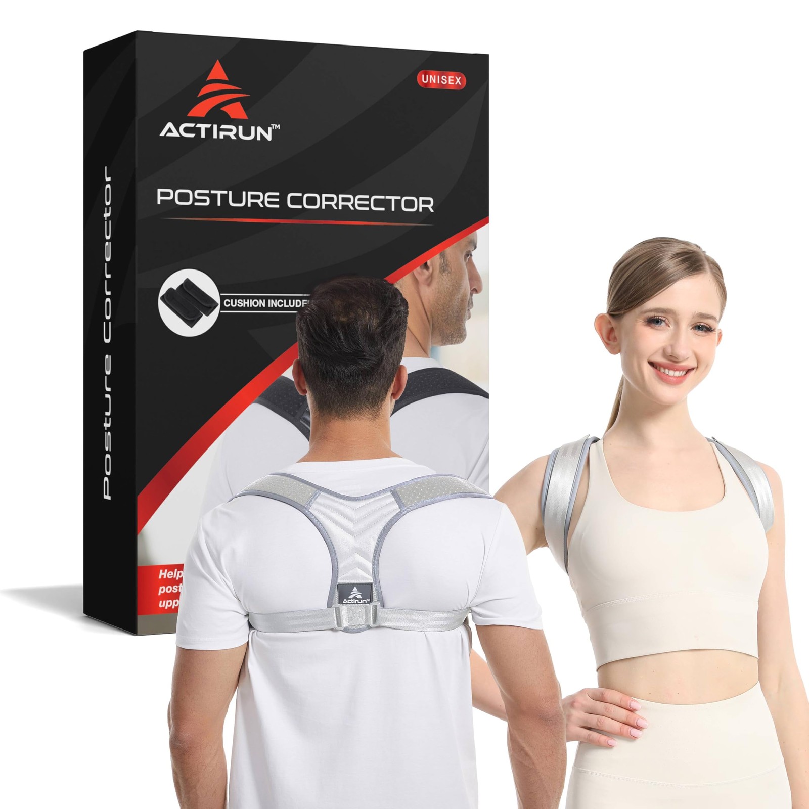 Actirun Shoulder Posture Corrector & Straps for Medium, Gray