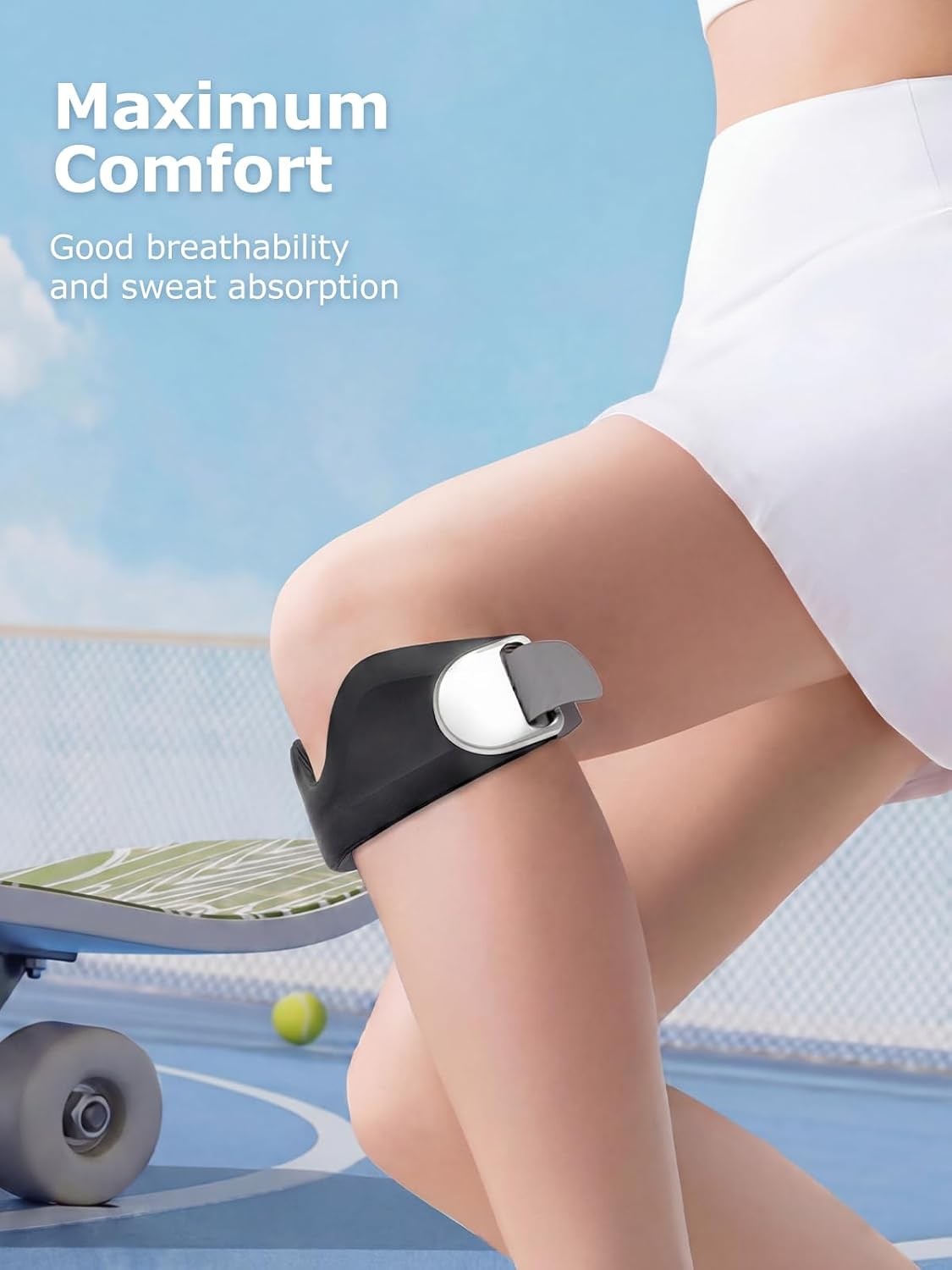 Silicone Patellar Tendon Support Strap 2 Pack, Knee Band for Sports Injuries