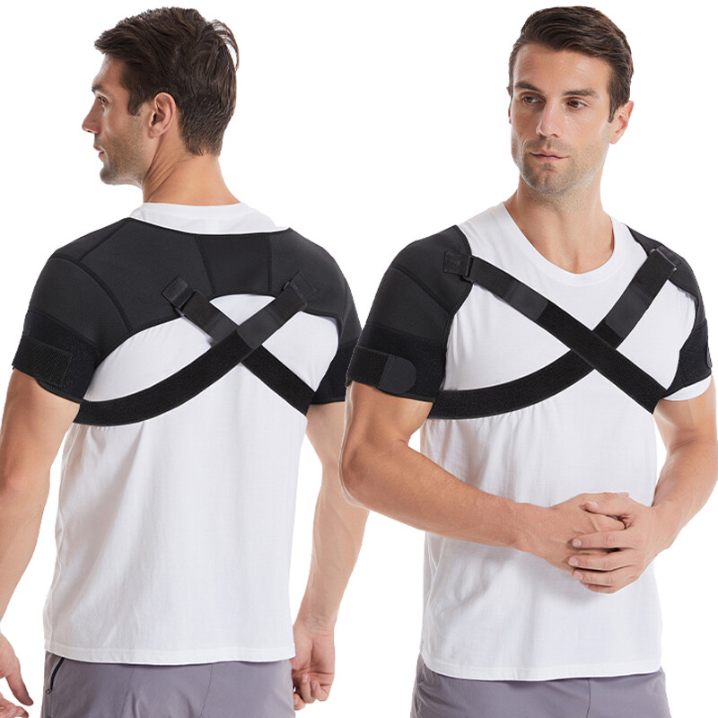 Double Shoulder Support Strap Wrap Neoprene Protector Pain Relief & Injury Brace