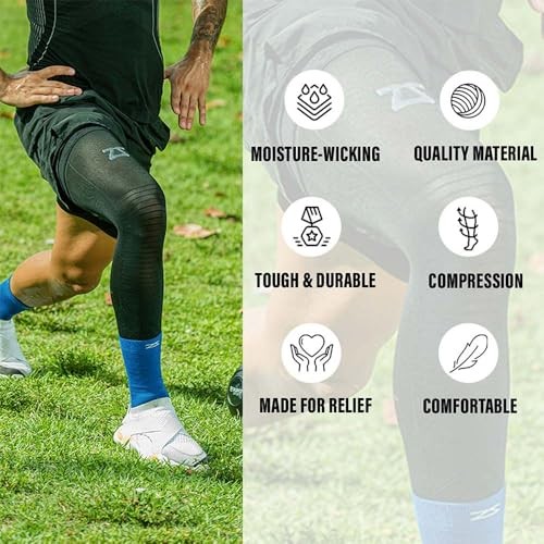 Full Leg Compression Sleeve – Support for Thigh, Knee, Calf X-Large 1 Black