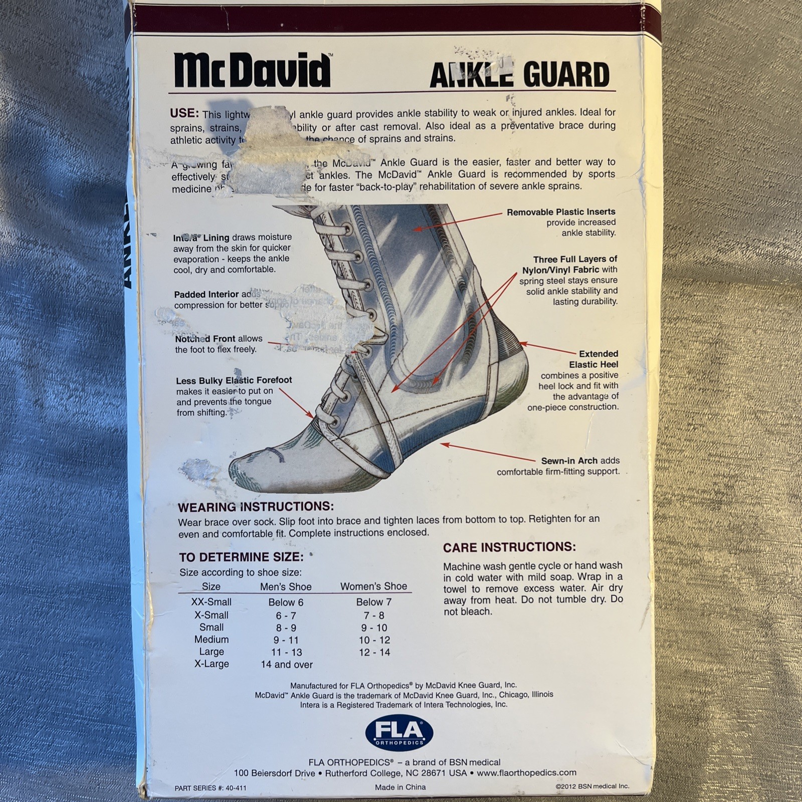 FLA ORTHOPEDICS McDavid Ankle Guard Includes Inserts Large New In Box