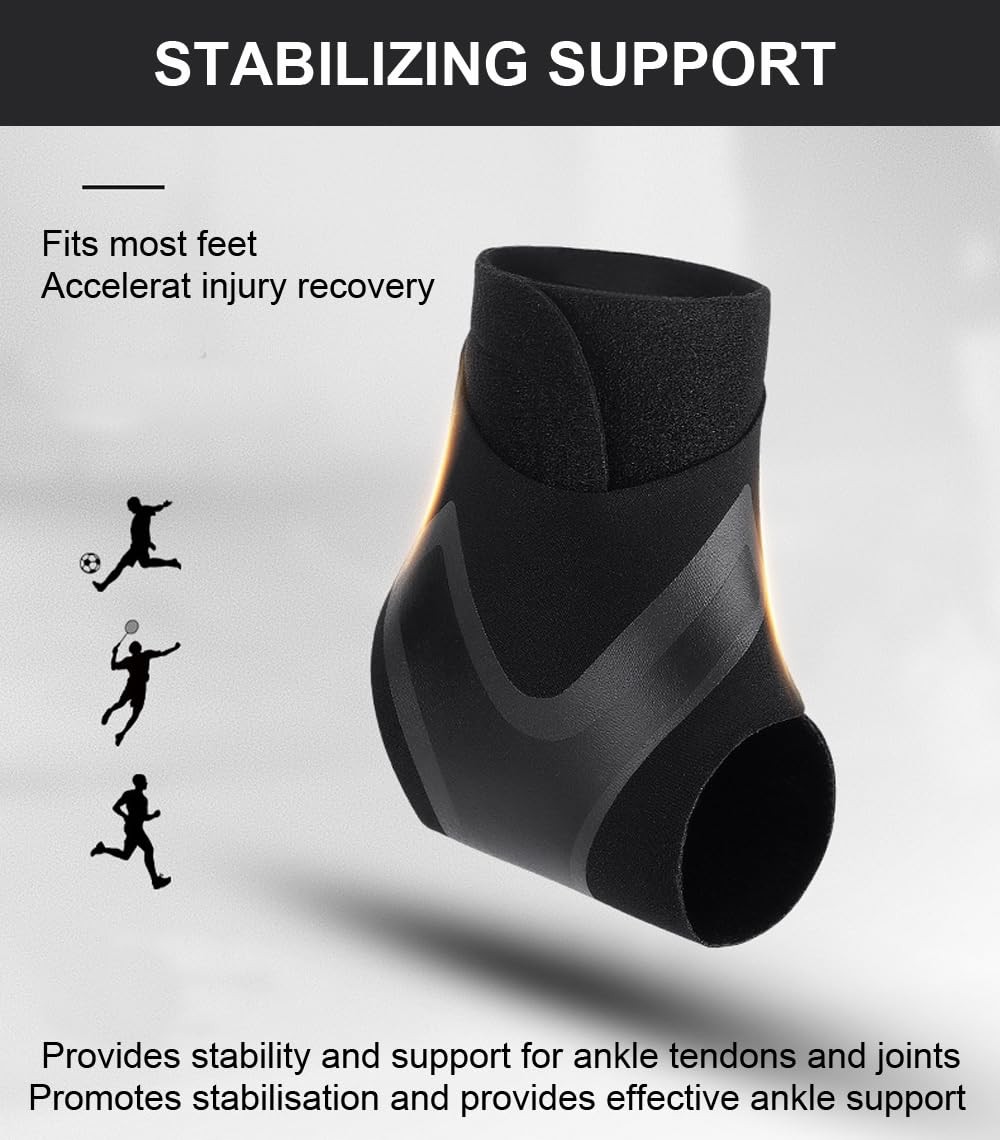 2 Pack Ankle Brace & Elastic Supports for Men & Women, Medium, Black