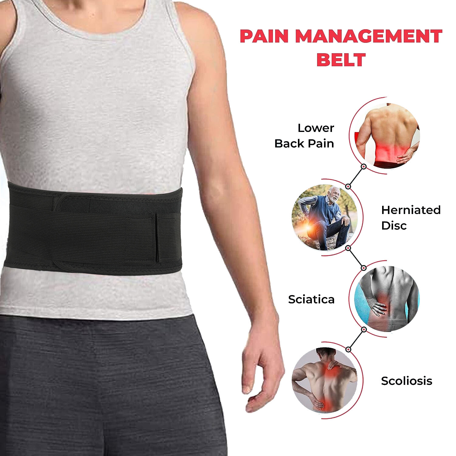 2Pcs Lower Back Brace Pain Self Heating Belt Lumbar Support Belt Gym