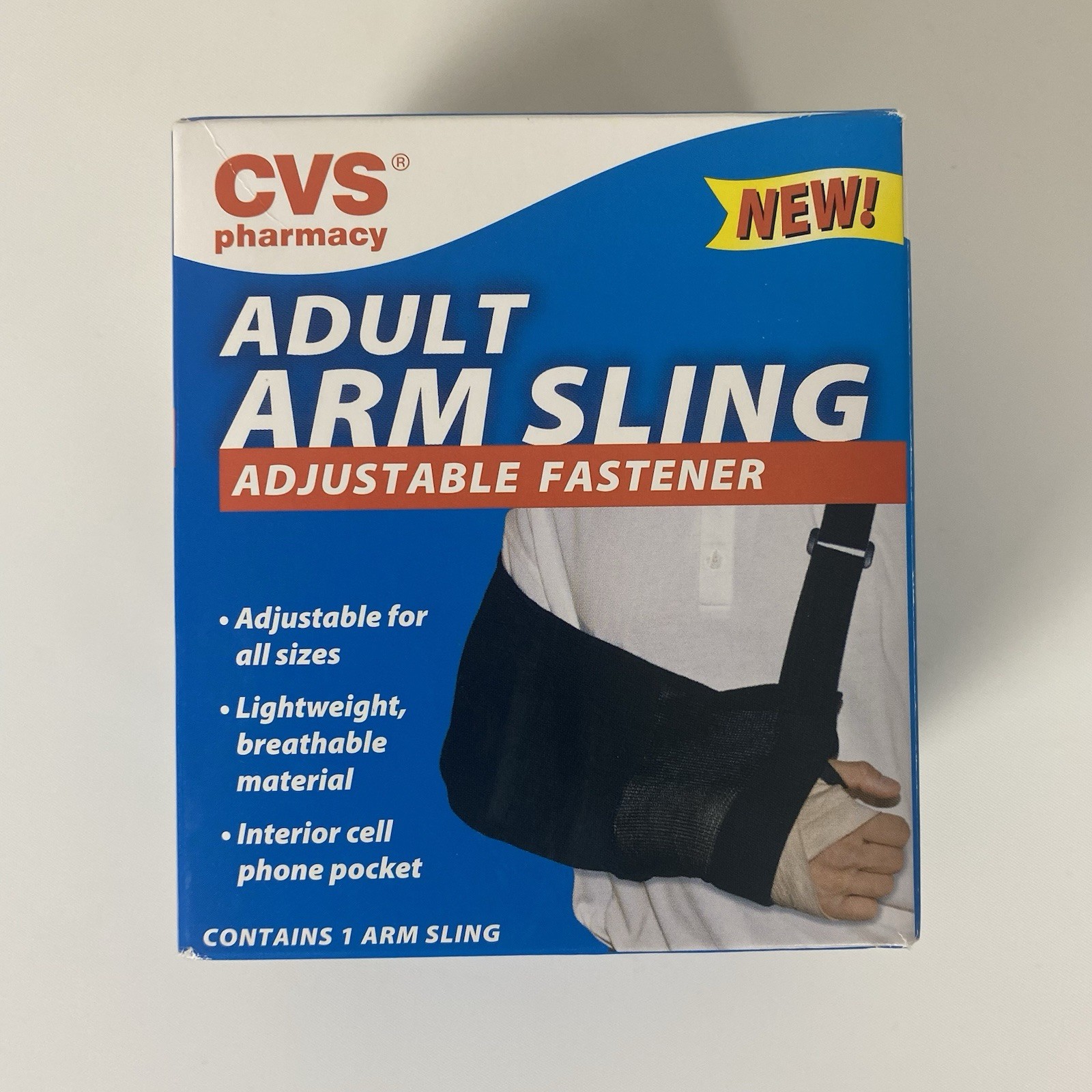 CVS Adult Arm Sling Adjustable Fastener Black Right or Left Arm