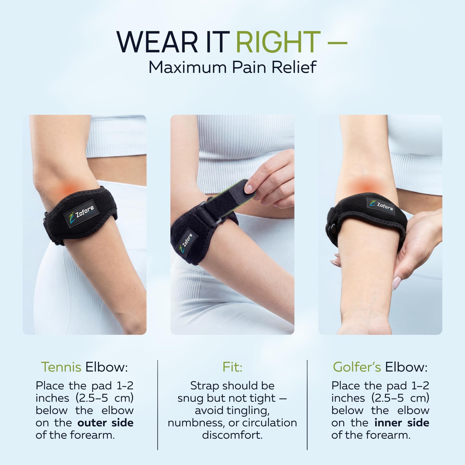2 Pack Tennis Elbow Brace Compression Pad Pain Relief for Men Women