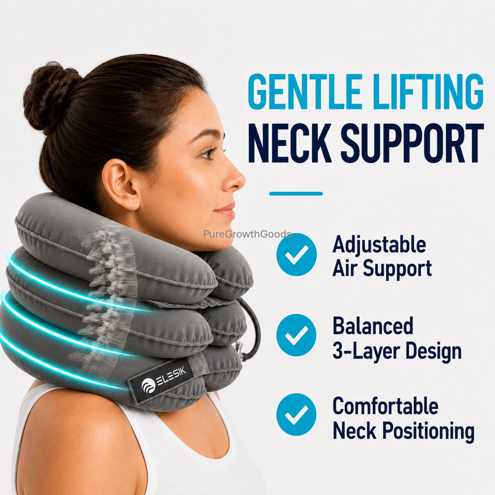 Neck Stretcher Cervical Traction Device Adjustable 3-Layer Neck Relaxer