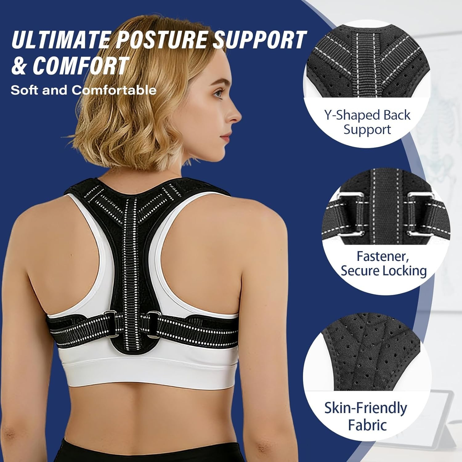 Soporte De Espalda Superior Ajustable Corrector De Postura Para Mujer y Hombres