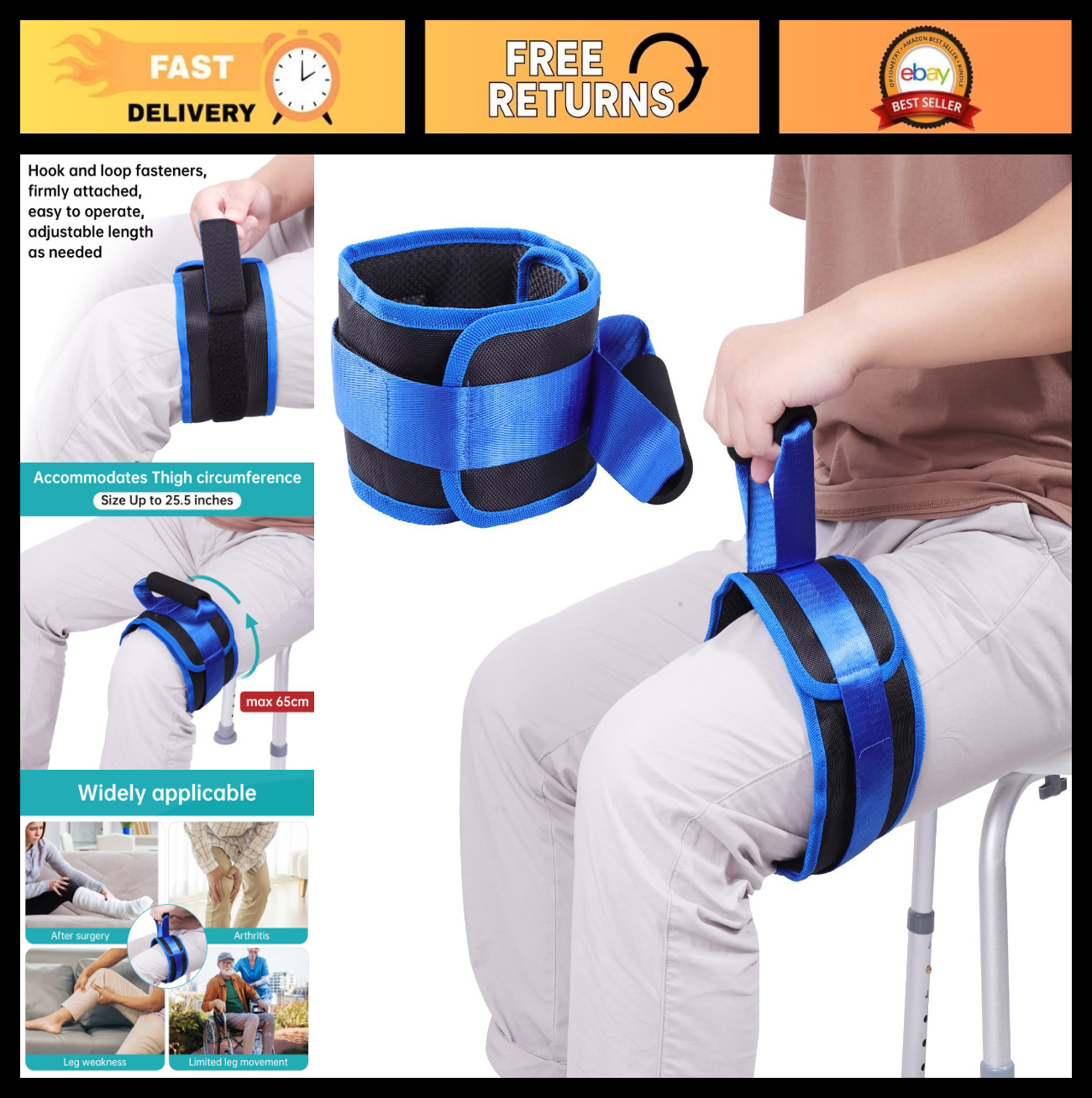 Thigh Lifter Strap for Limited Mobility – Leg Lifter Assistance Belt, Knee Recov