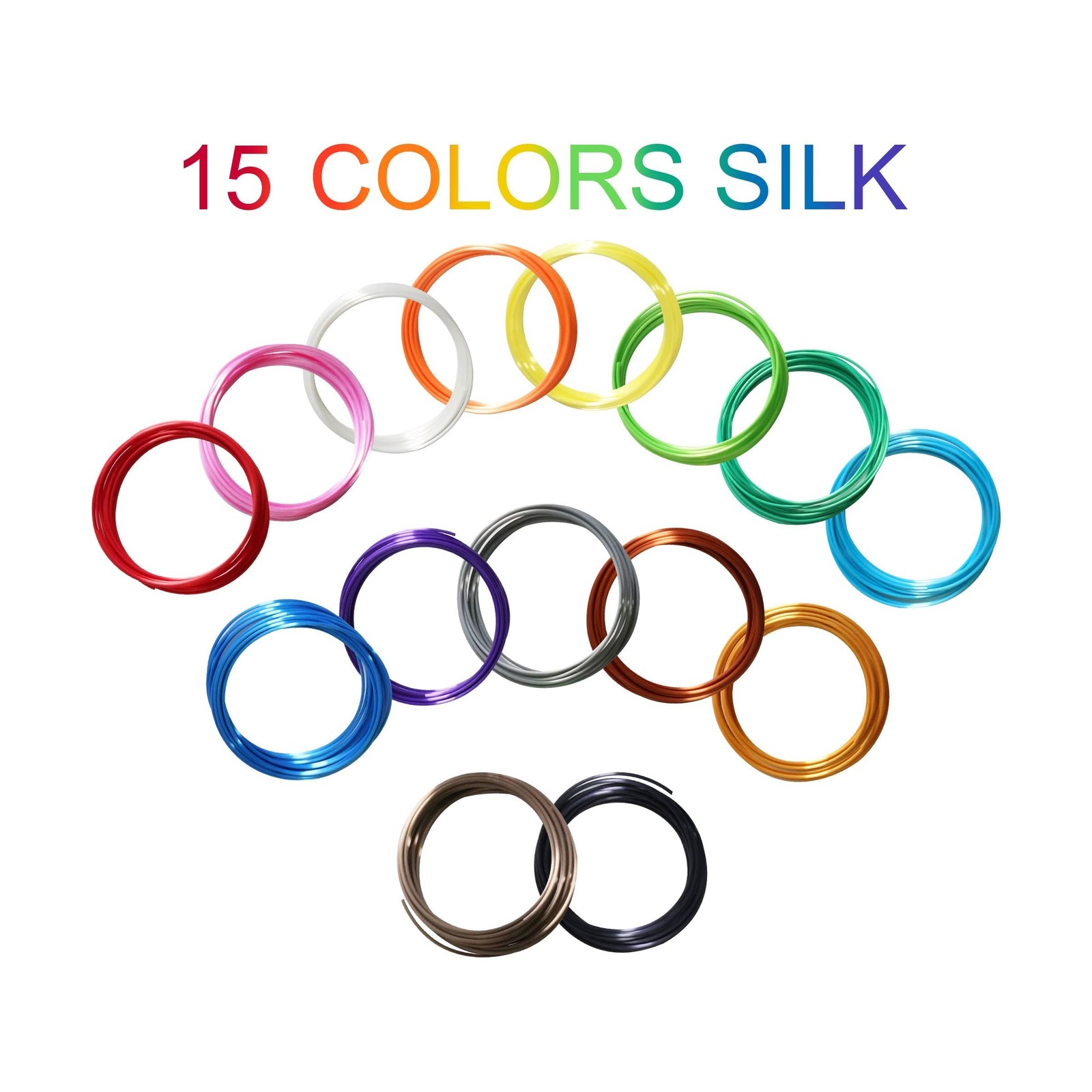 15 Bright Colors 1.75mm 3D Pen Silk PLA Filament Refill, Each Color 4m, Total…