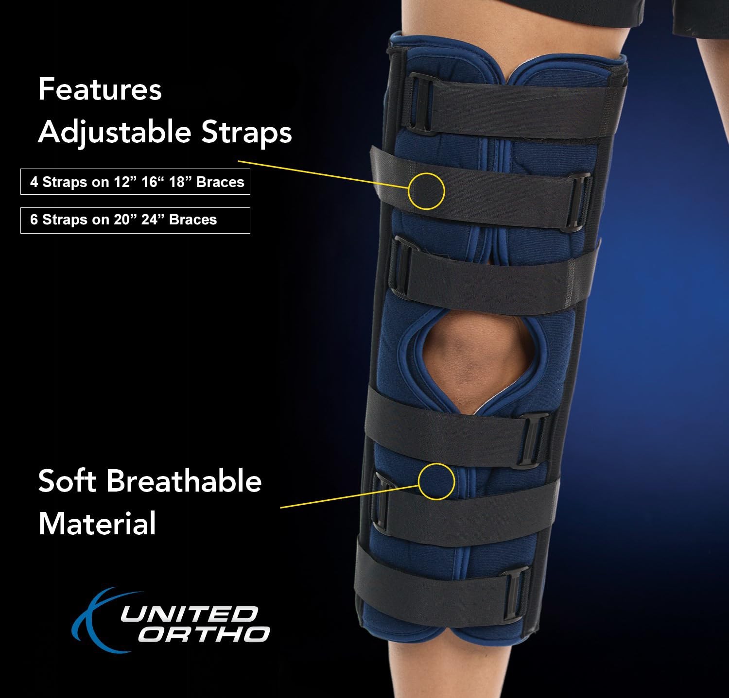 United Ortho 61018 3-Panel Knee Immobilizer, 18″