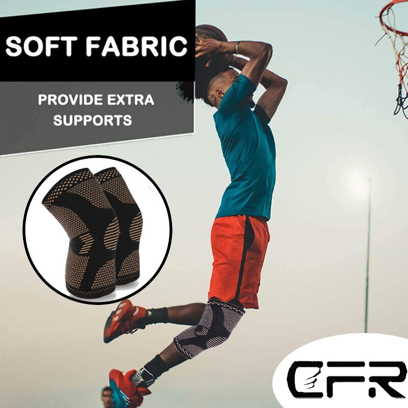 Copper Infused Knee Support Compression Sleeve Brace Sport Joint Pain Arthritis