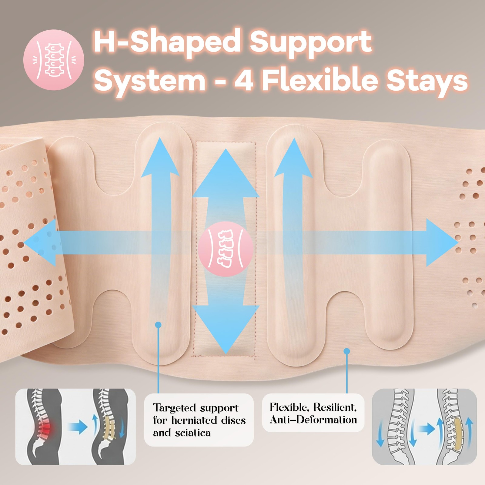 Ultra Thin Back Brace with 3D Lumbar Pad for Lower Back Pain Relief, Breathab…