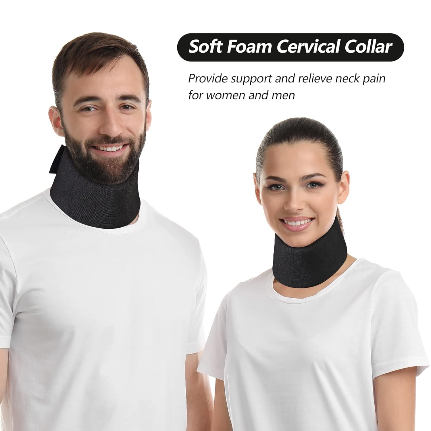 Adjustable Black Foam Neck Support Collar for Adults & Youth, 2.5″ Depth