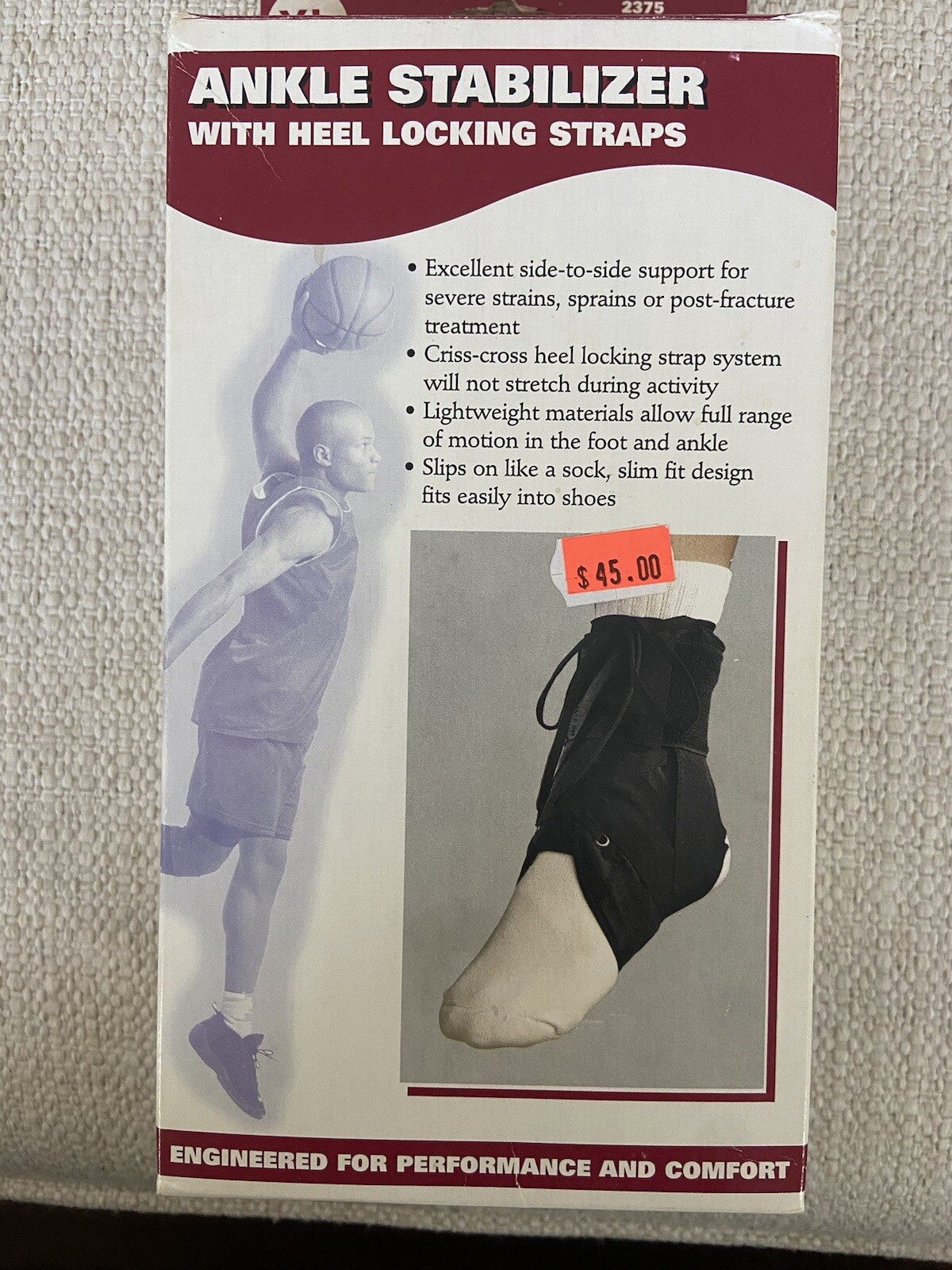 Professional Orthopaedic OTC Ankle Stabilizer w/Straps, New, Black, XL FREE SHIP