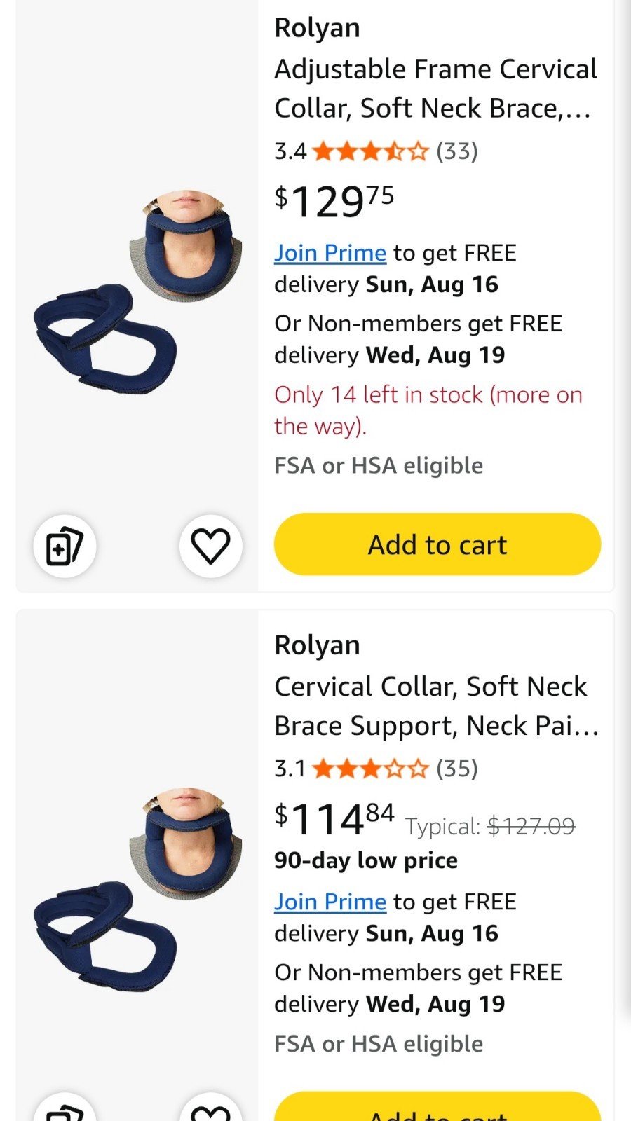Roylan Adjustable Cervical Collar Neck Brace Bendable 14″-16″ Large