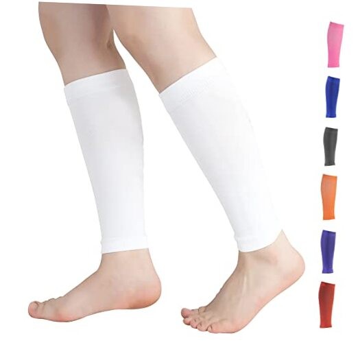 Calf Compression Sleeves for Men & Women (20-30mmhg) – Leg Medium White