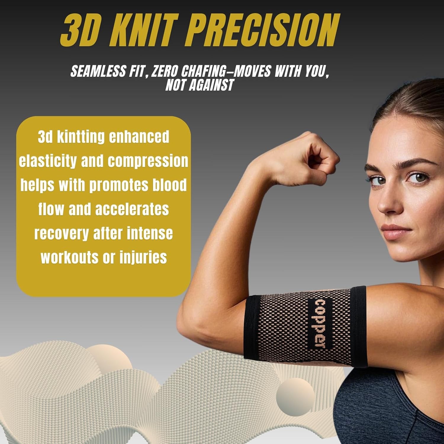Copper Compression Arm Sleeve Bicep Brace Support for Weightlifting (78 chars)