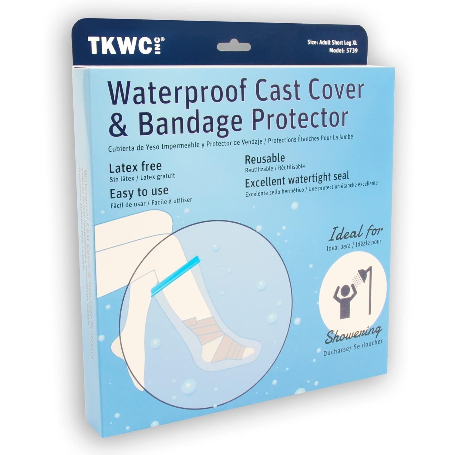 Water Proof Leg Cast Cover for Shower – Watertight Foot Protector Extra Wide XL