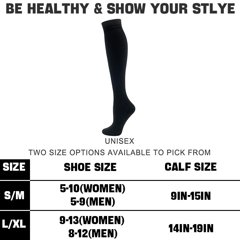 Compression Socks Support Knee High Men Women Physix Gear Sport Size S/M, L/XL