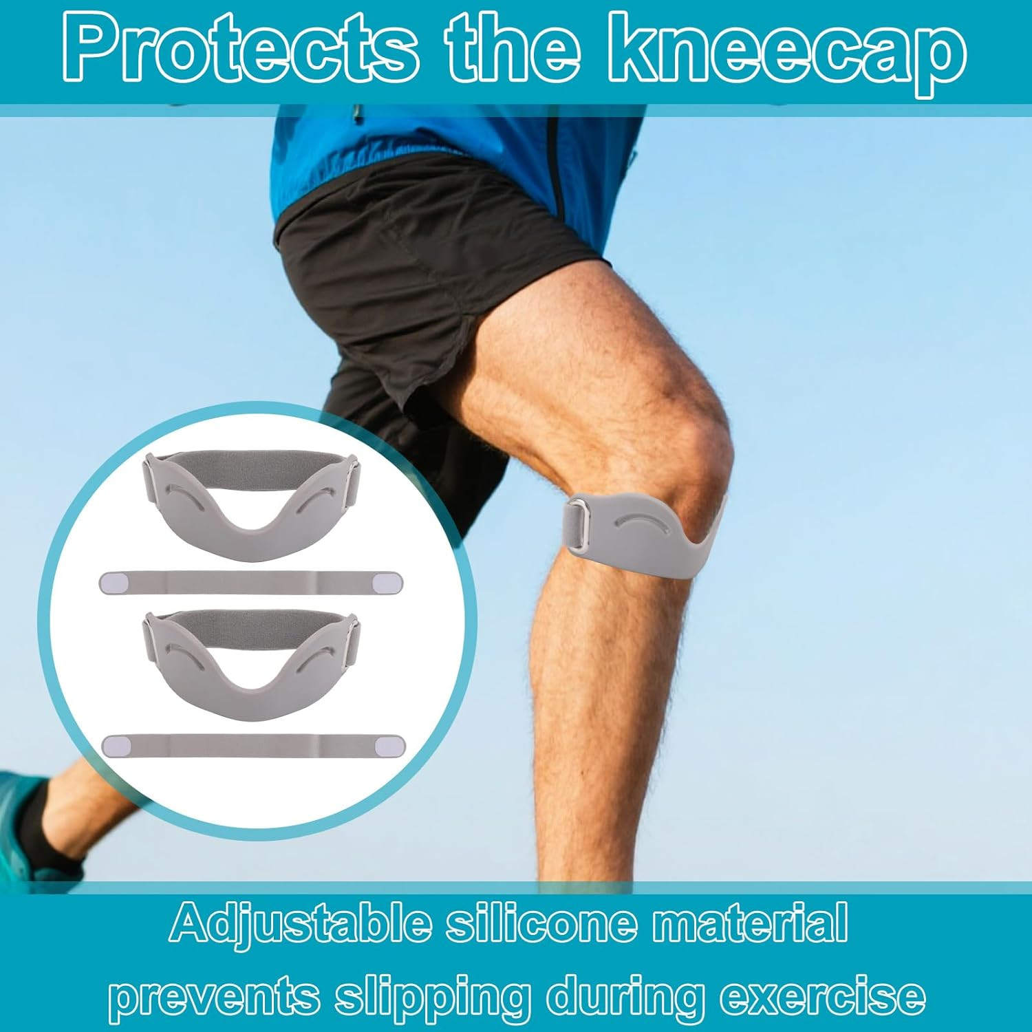 2pcs Knee Patellar Tendon Support Strap, Silicone Patella Tendon Support Stra…