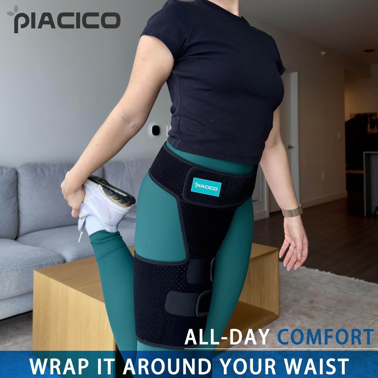Piacico Hip Brace for Men & Women – Sciatica Pain Relief Devices, Left, Blue