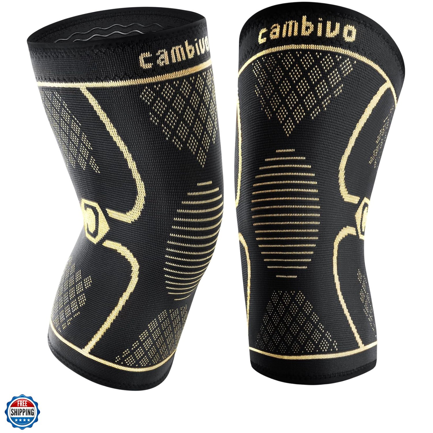 2 Pack Copper Knee Braces for Knee Pain, Knee Compression Sleeve for Men and …