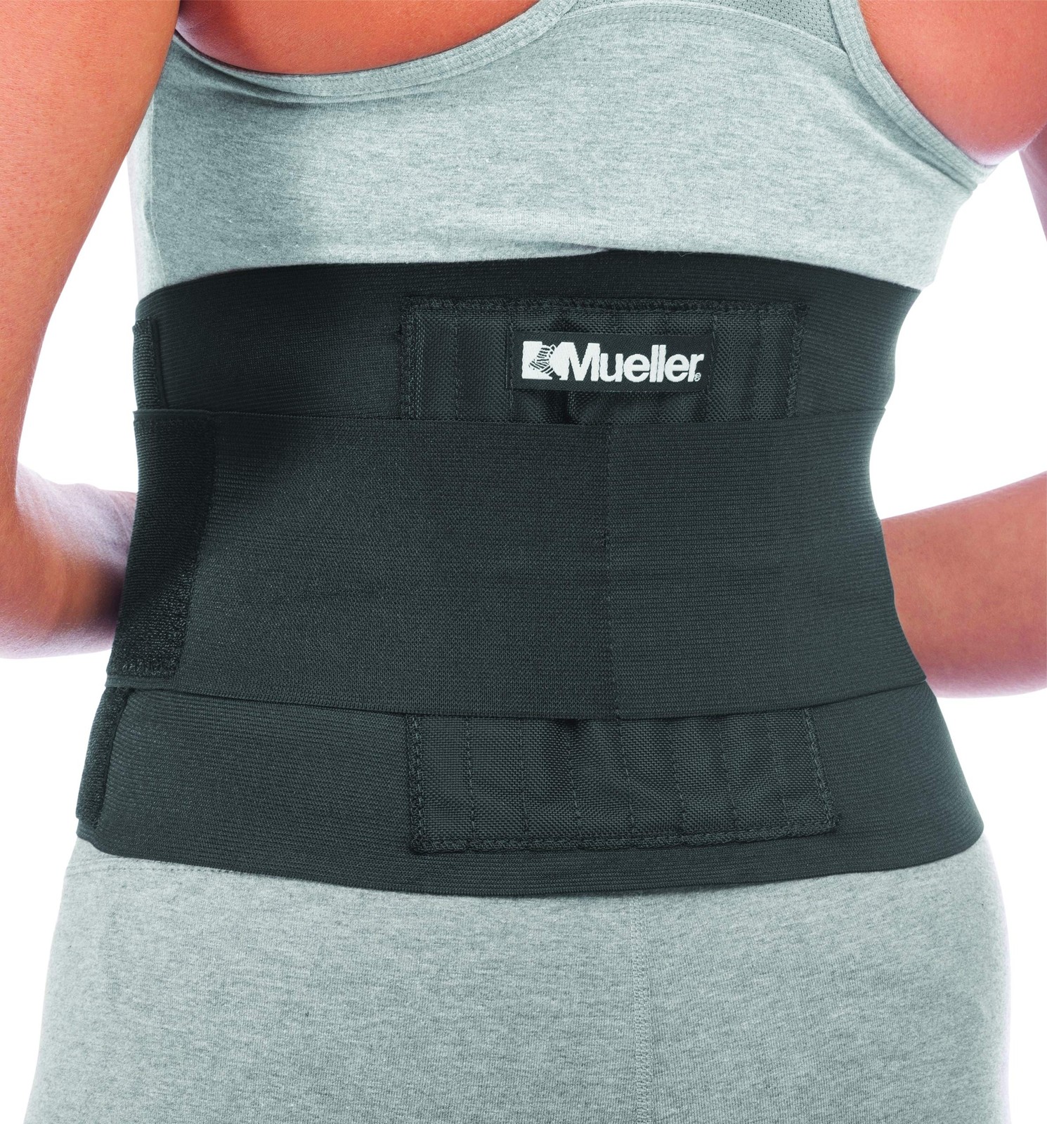 MUELLER Sports Medicine Adjustable Back Brace, Ideal for One Size, Black
