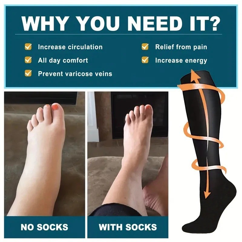 Copper Compression Socks 20-30mmHg Graduated Support Mens Womens S-XXL Wholesale